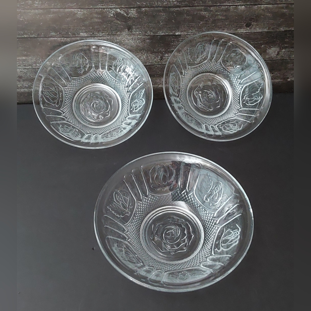 KIG INDONESIA Bowls (3) ROSE Pattern / 7" dia